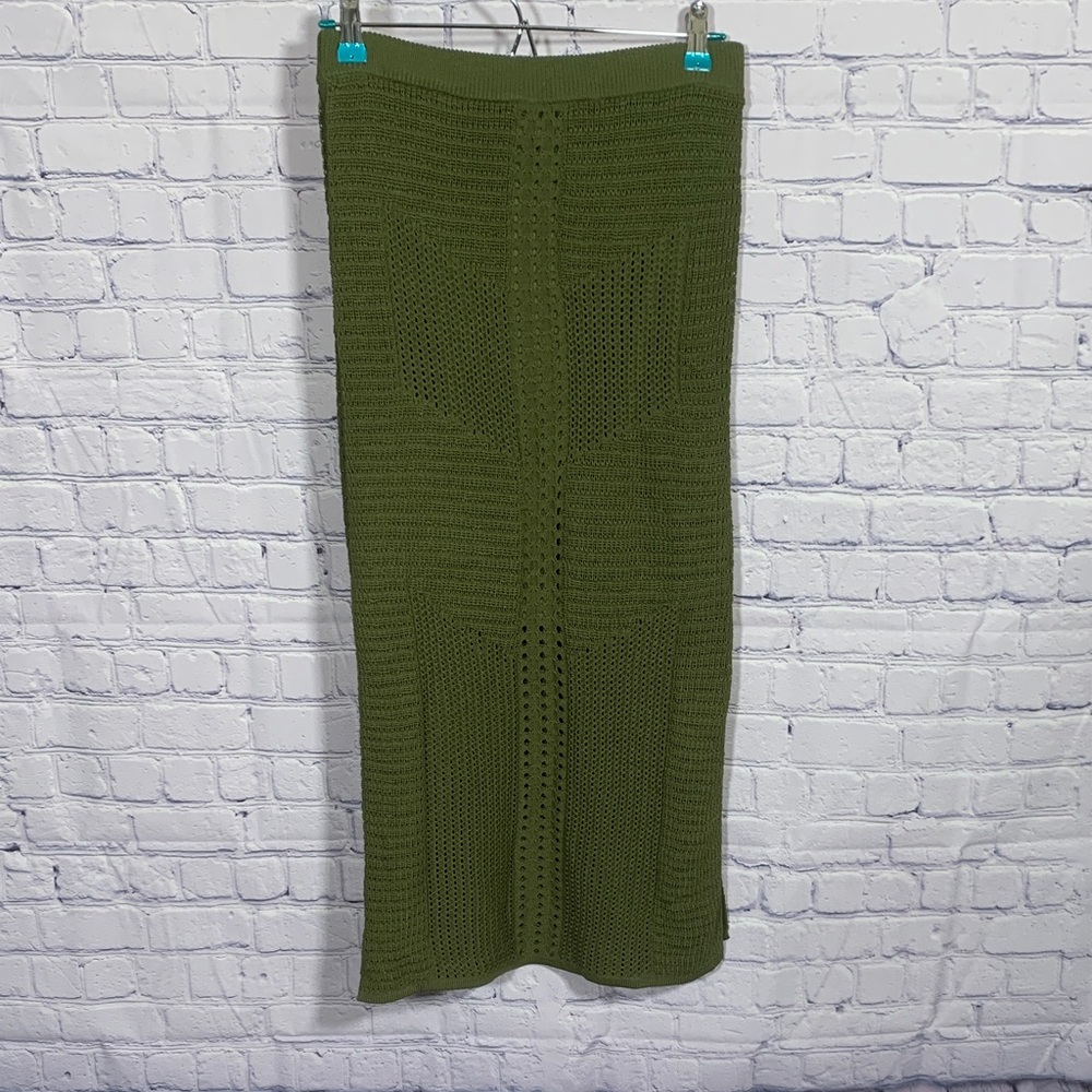 Rachel Zoe Womens Crochet Midi Skirt Green Size S Whimsigoth Forest Fairy Grunge